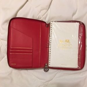 Authentic Coach red agenda/planner, embossed zip